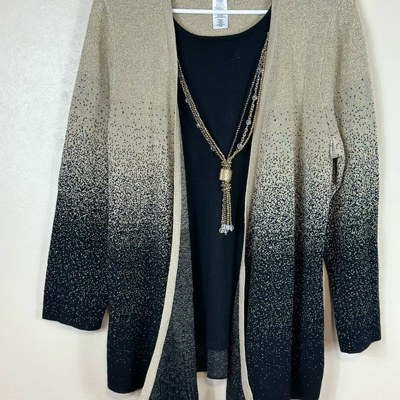 Alfred Dunner small nwot  p2p19-1/2 leng 26-1/2  sold/ black cardigan sweater - Picture 2 of 5